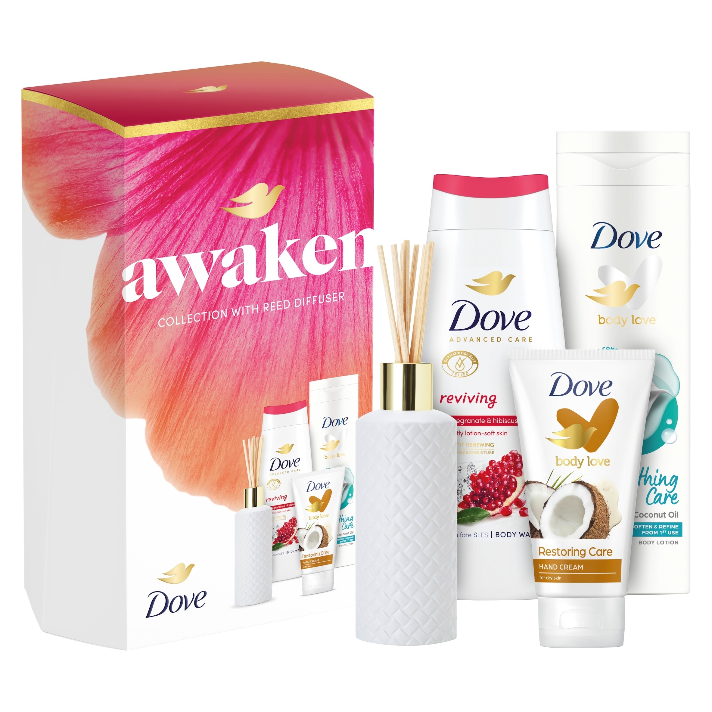 Dove Bodywash Awaken Collection with Reed Diffuser Gift Set