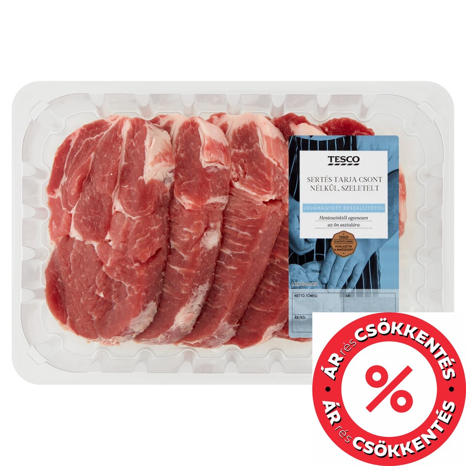 Tesco szeletelt sertés tarja csont nélkül 800 g