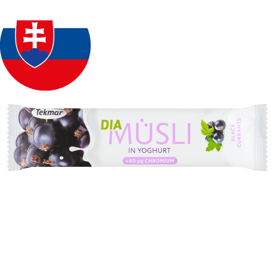 obrázok 1 z Tekmar Dia müsli tyčinka s čiernymi ríbezľami v poleve s jogurtom 30 g