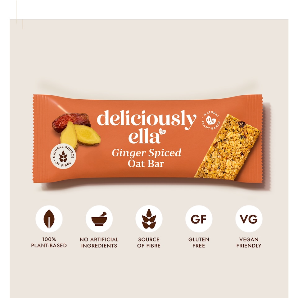 image 1 of Deliciously Ella Ginger Spiced Oat Bars 3x50g