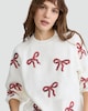 image 1 of F&F Knitted Bow Sequin Embellished Jumper in Cream