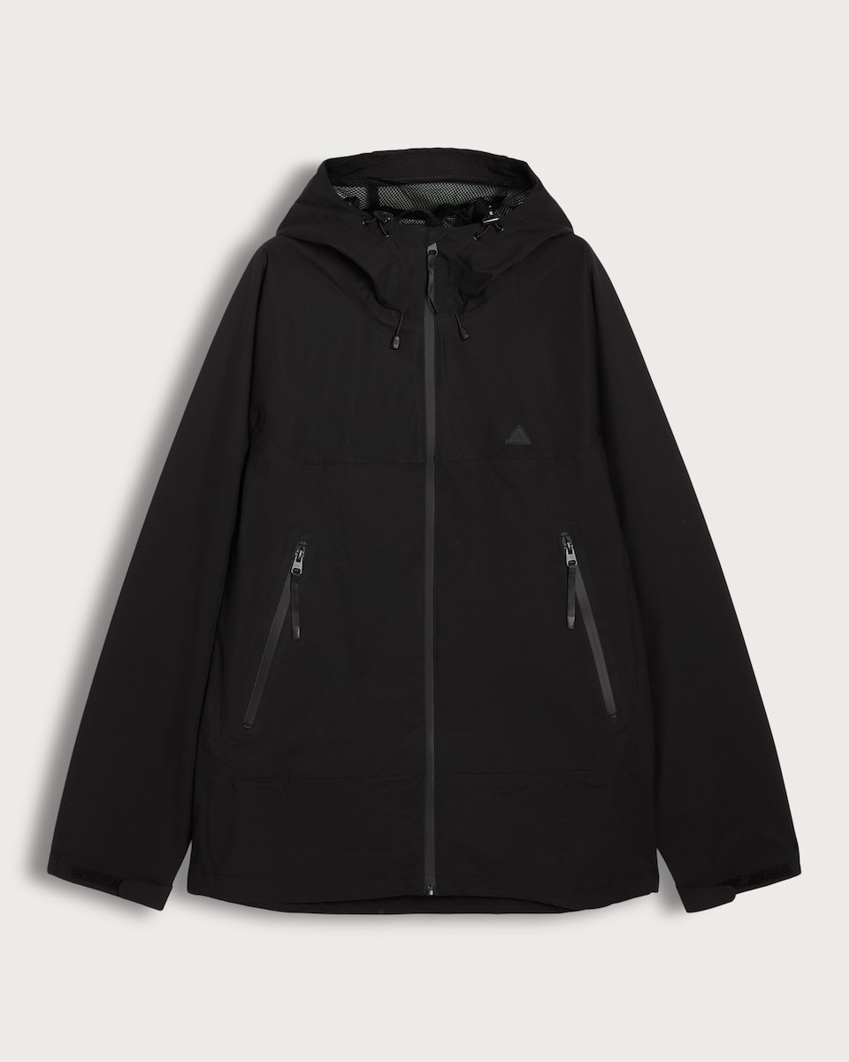 9 Peaks Hooded Zip Up Waterproof Jacket in Black