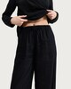 image 2 of F&F Linen Rich Wide Leg Drawstring Trousers in Black