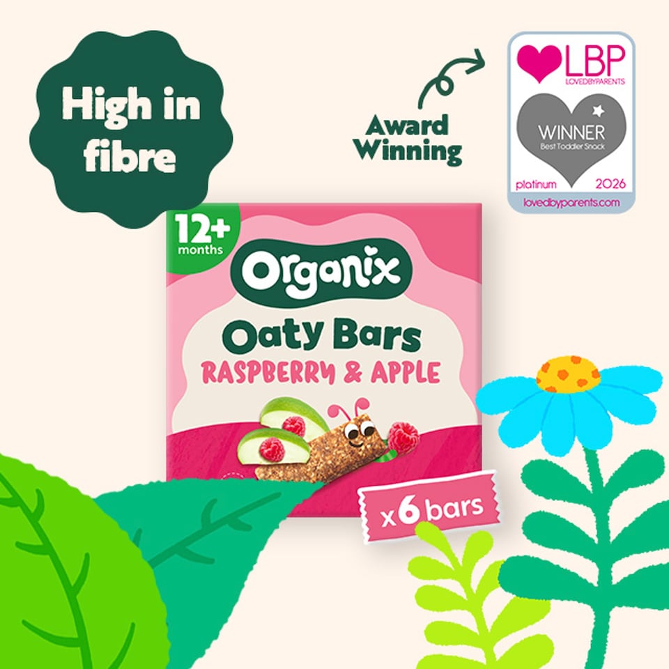 image 1 of Organix Raspberry & Apple Oaty Bars Organic Toddler Snacks Multipack 6x23g