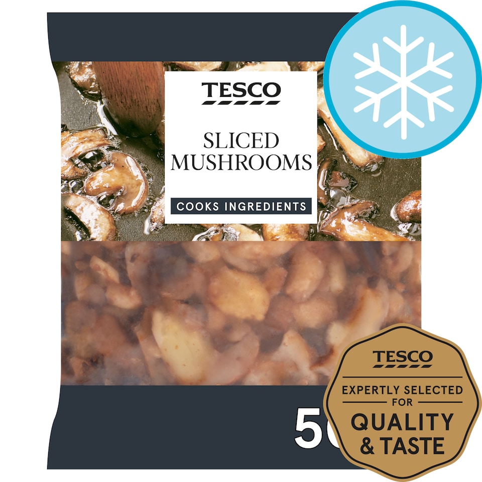 Tesco Frozen Sliced Mushrooms 500G