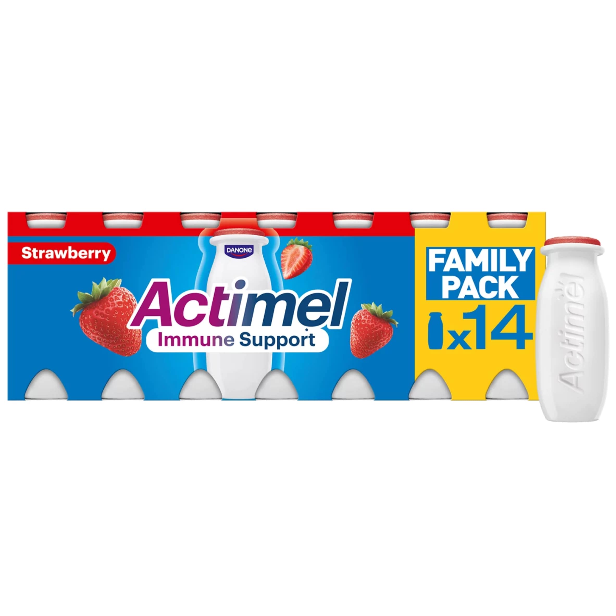 Actimel Strawberry Immune Support Yogurt Drink Family Pack 14x100g