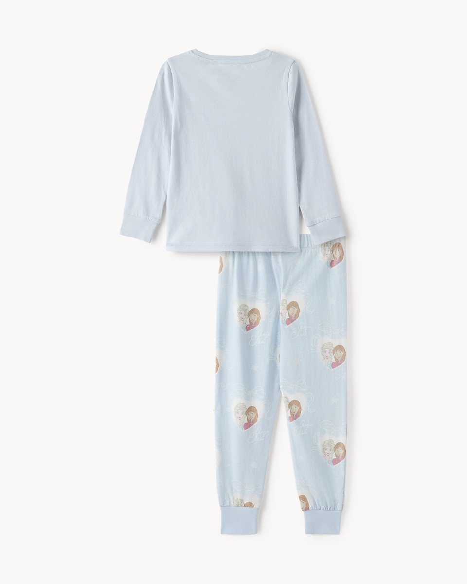 image 1 of Disney Frozen Top and Cuffed Bottoms Pyjama Set in Blue