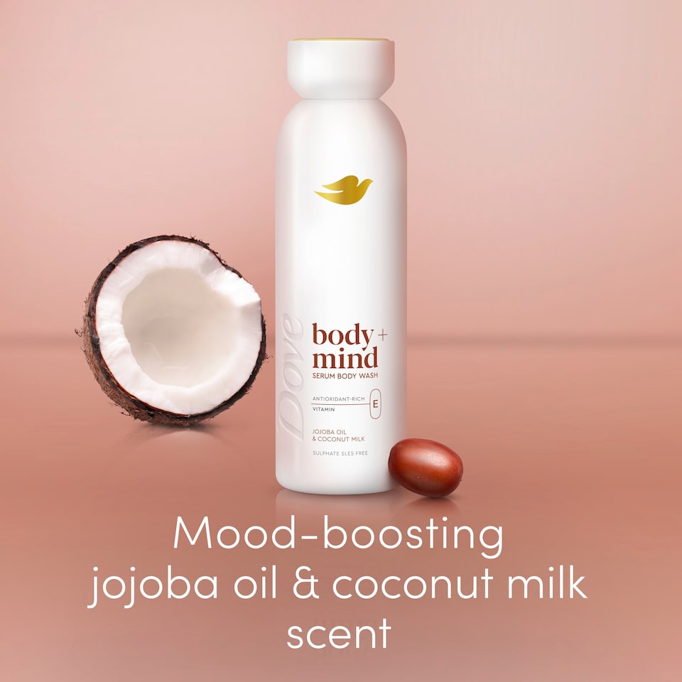 image 1 of Dove Body + Mind Jojoba Oil & Coconut Milk Bodywash Serum 350ml
