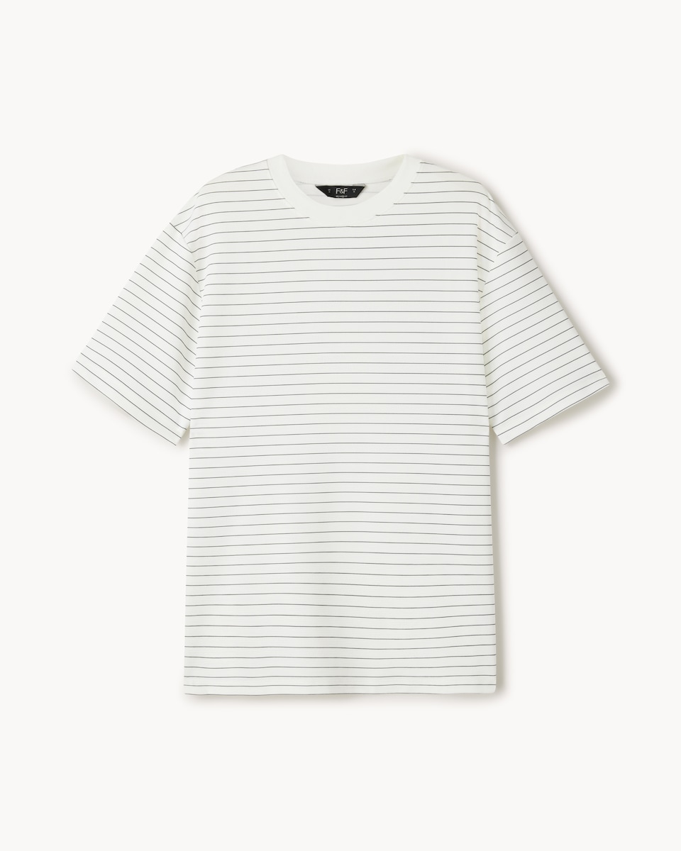 image 1 of F&F Striped Quick Dry T-shirt in White