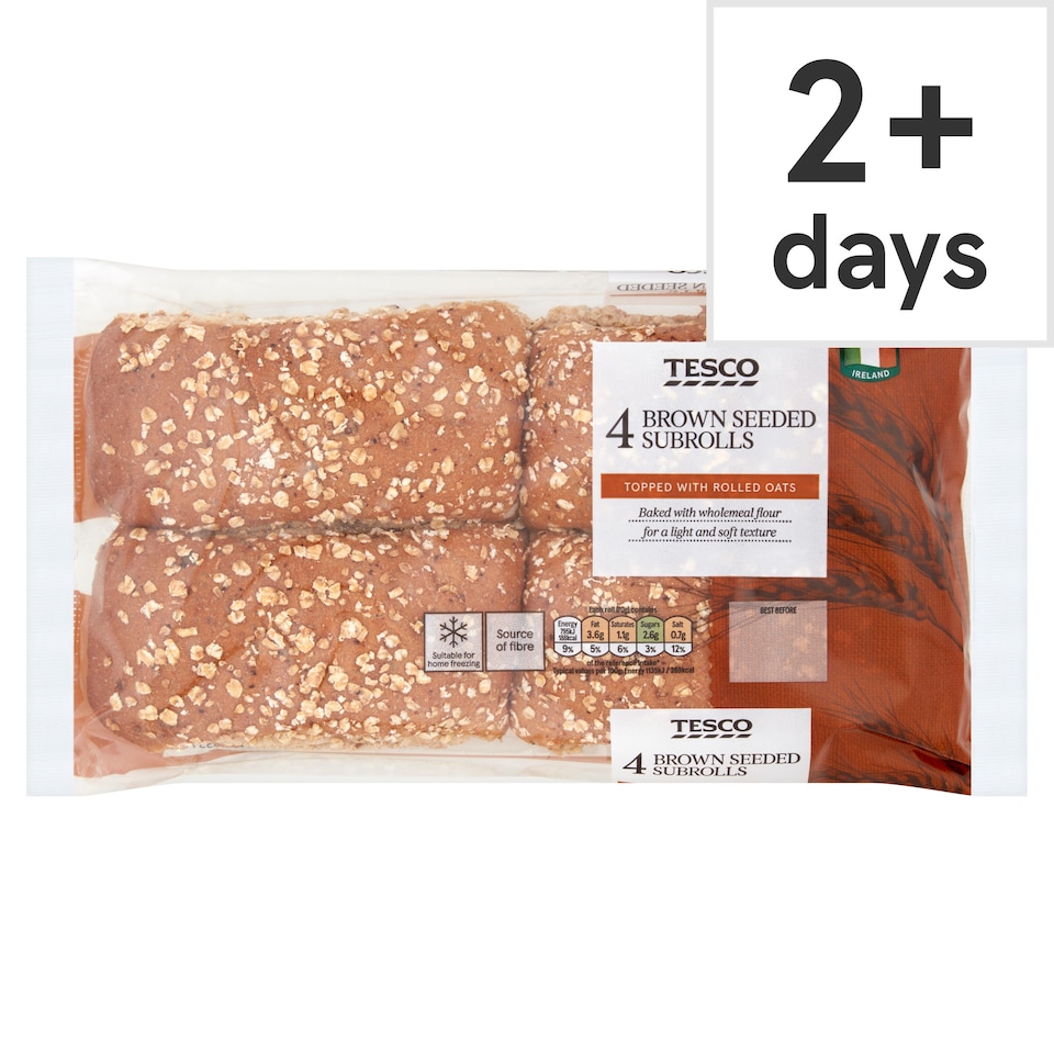 Tesco Wholemeal Softgrain Sub Rolls 4 Pack