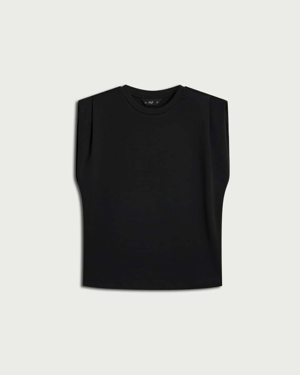 image 1 of F&F Pure Cotton Sleeveless Top in Black