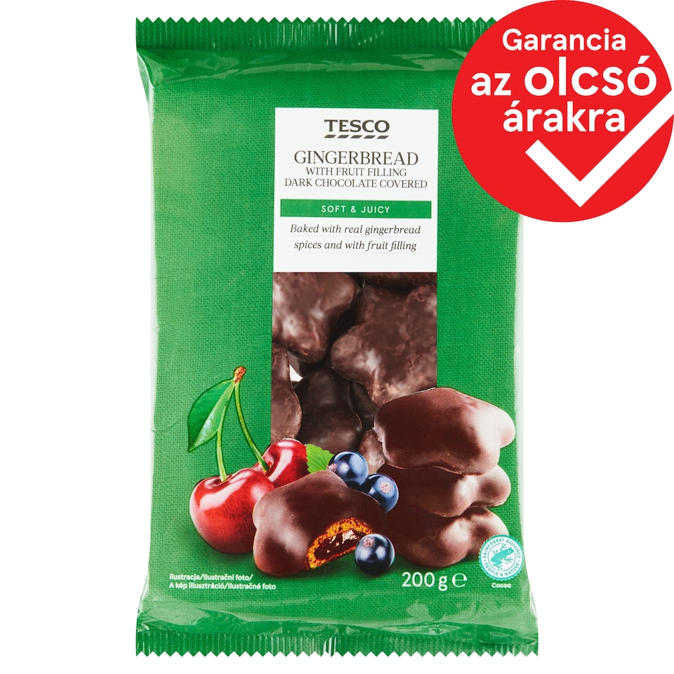 Tesco étcsokoládéval bevont puszedli gyümölcsös töltelékkel 200 g