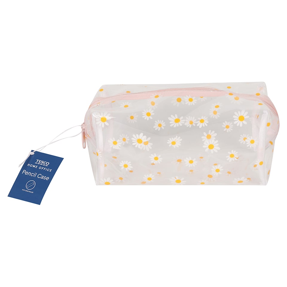 Tesco Daisy Print Clear Pencil Case