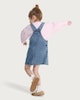 image 3 of F&F Girls 2-Piece Cotton Rich Embroidered Denim Pinafore and Sweatshirt in Blue