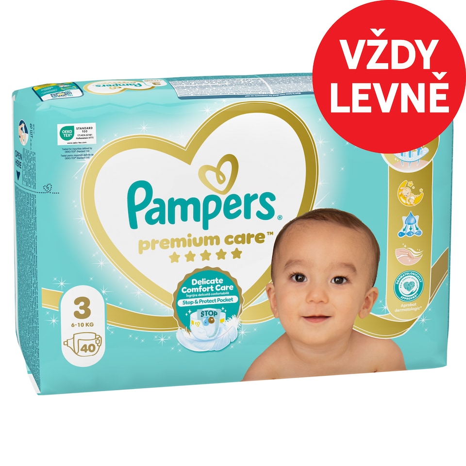 image 1 of Pampers Premium Care Size 3, 40 Nappies, 6kg-10kg