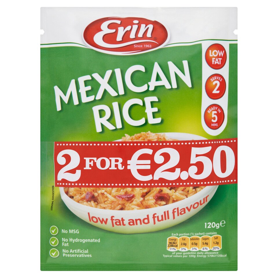 Erin Mexican Savoury Rice 120Gx2 Flashd 2.50