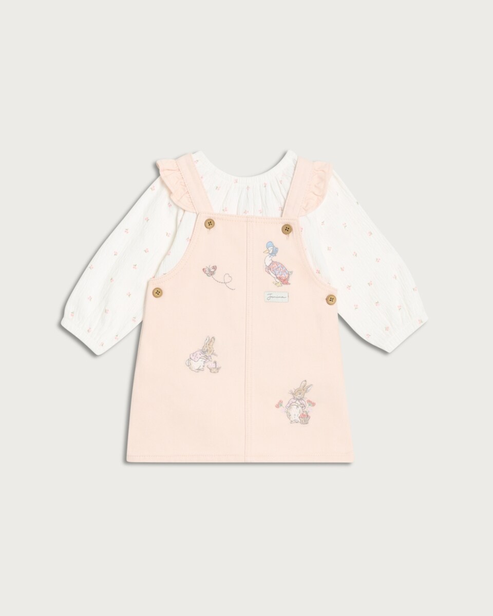 Peter Rabbit 2-Piece Pinafore and Bodysuit Set in Pink