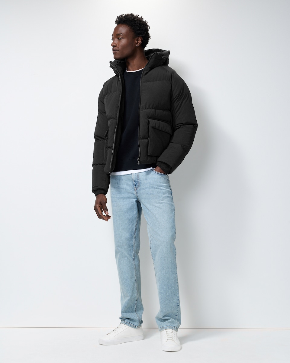 image 1 of F&F Hooded Puffer Jacket in Black