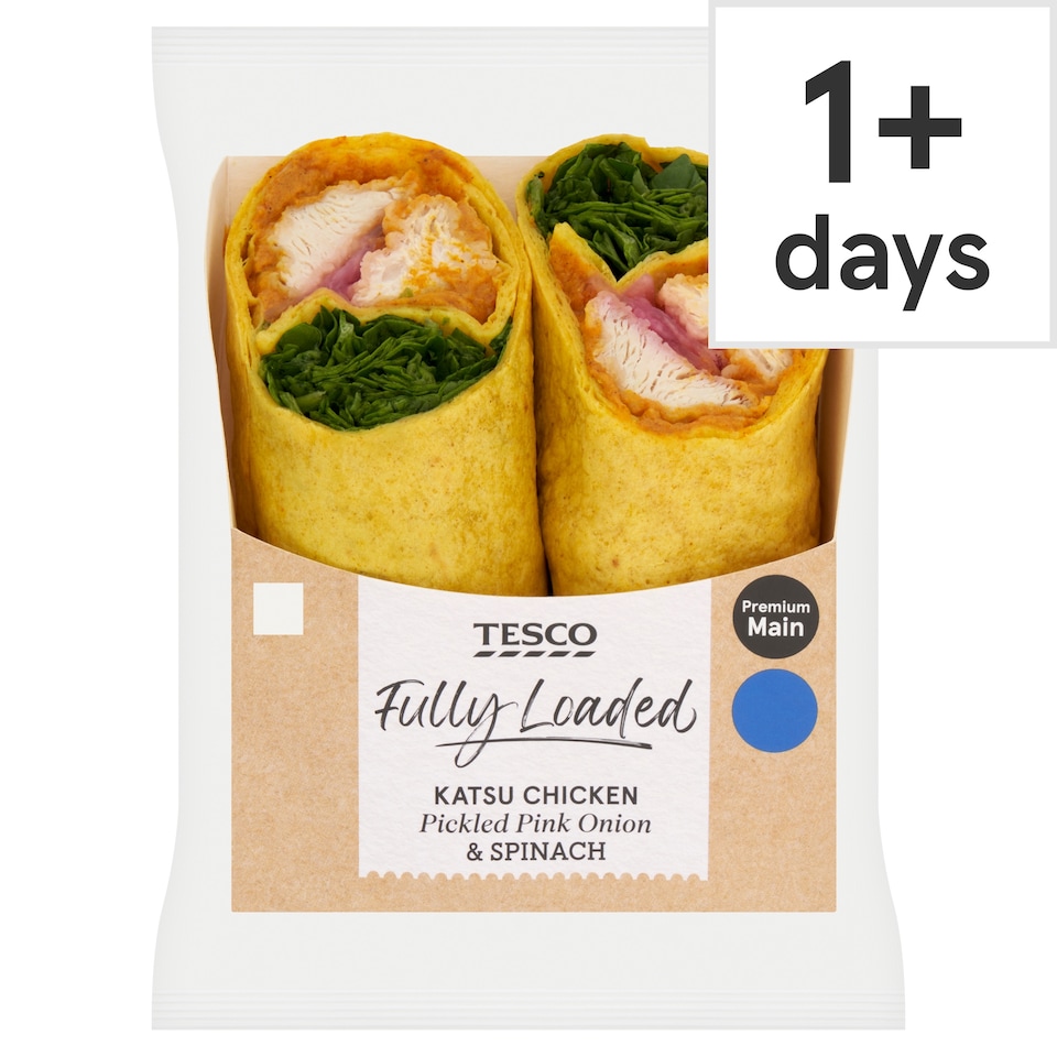 Tesco Fully Loaded Katsu Chicken, Pickled Pink Onions & Spinach Wrap