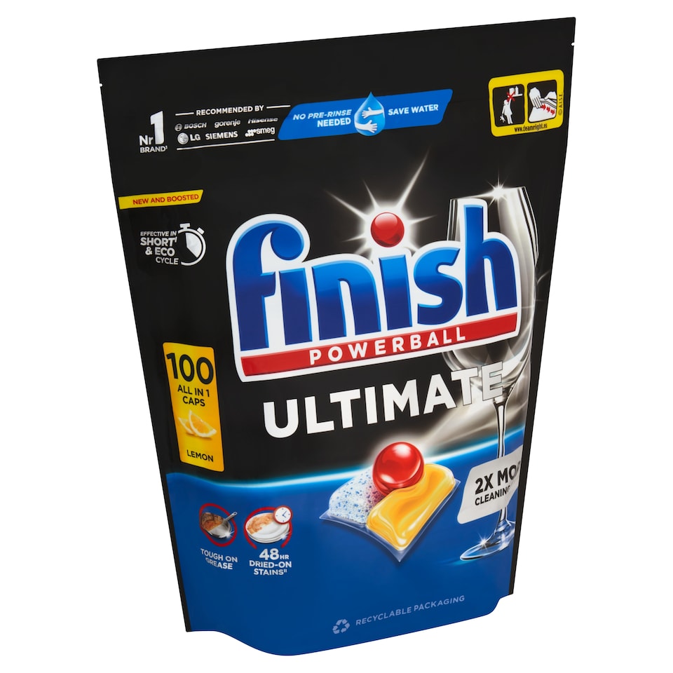 image 1 of Finish Powerball Ultimate All in 1 Lemon Dishwasher Capsules 100 pcs 1290 g