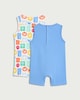 image 2 of F&F Baby 2-Pack Pure Cotton Holiday Print Sleeveless Rompers in Blue