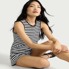 F&F Cotton Blend Textured Striped Vest in Multi Black