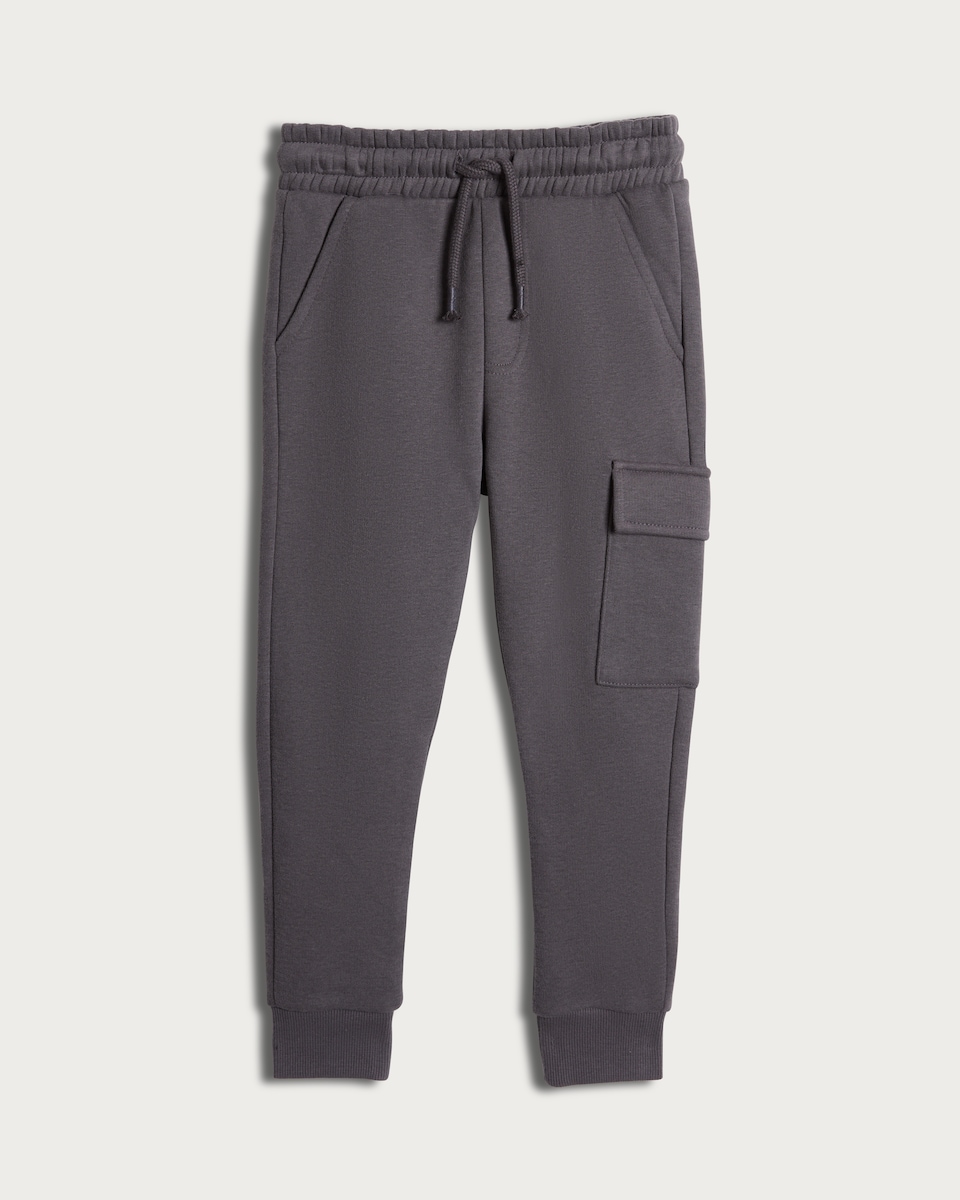F&F Boys Cotton Rich Cuffed Cargo Joggers in Grey