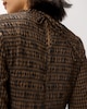 image 4 of F&F Shirred Peplum Top in Multi Brown