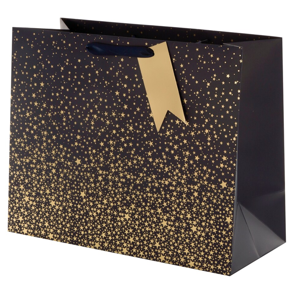 Tesco Navy And Gold Star Bag Large