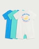 image 2 of F&F Baby 3-Pack Cotton Rich Ribbed Short Sleeved Rompers in Blue