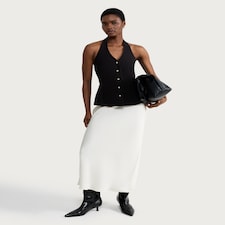 F&F Satin Midi Slip Skirt in Cream