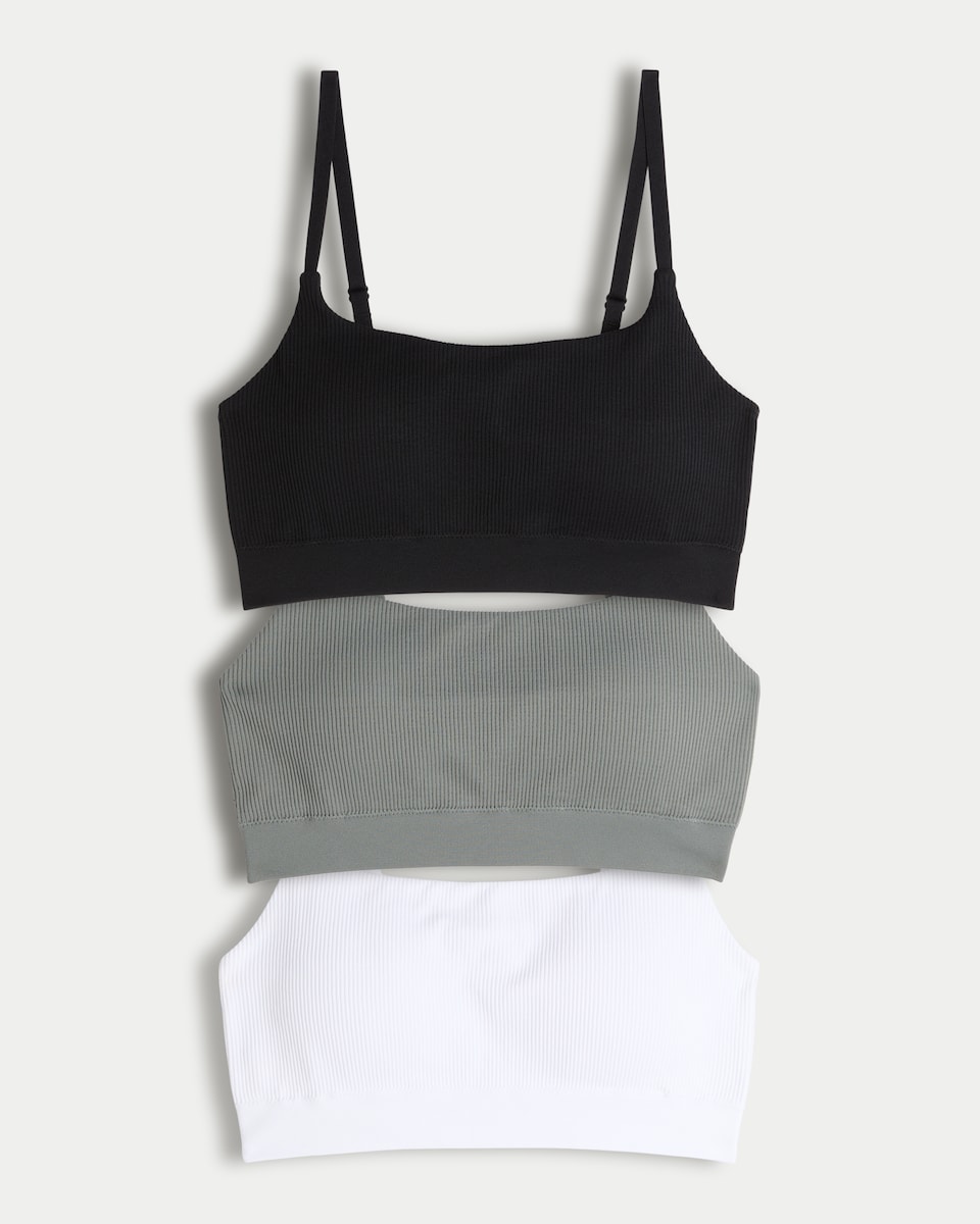 F&F 3-Pack Contour Seamfree Ribbed Crop Tops in Green