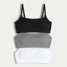 F&F 3-Pack Contour Seamfree Ribbed Crop Tops in Green