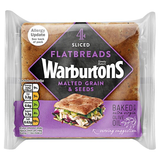Warburtons 4 Malted Grain & Seeds Flatbreads