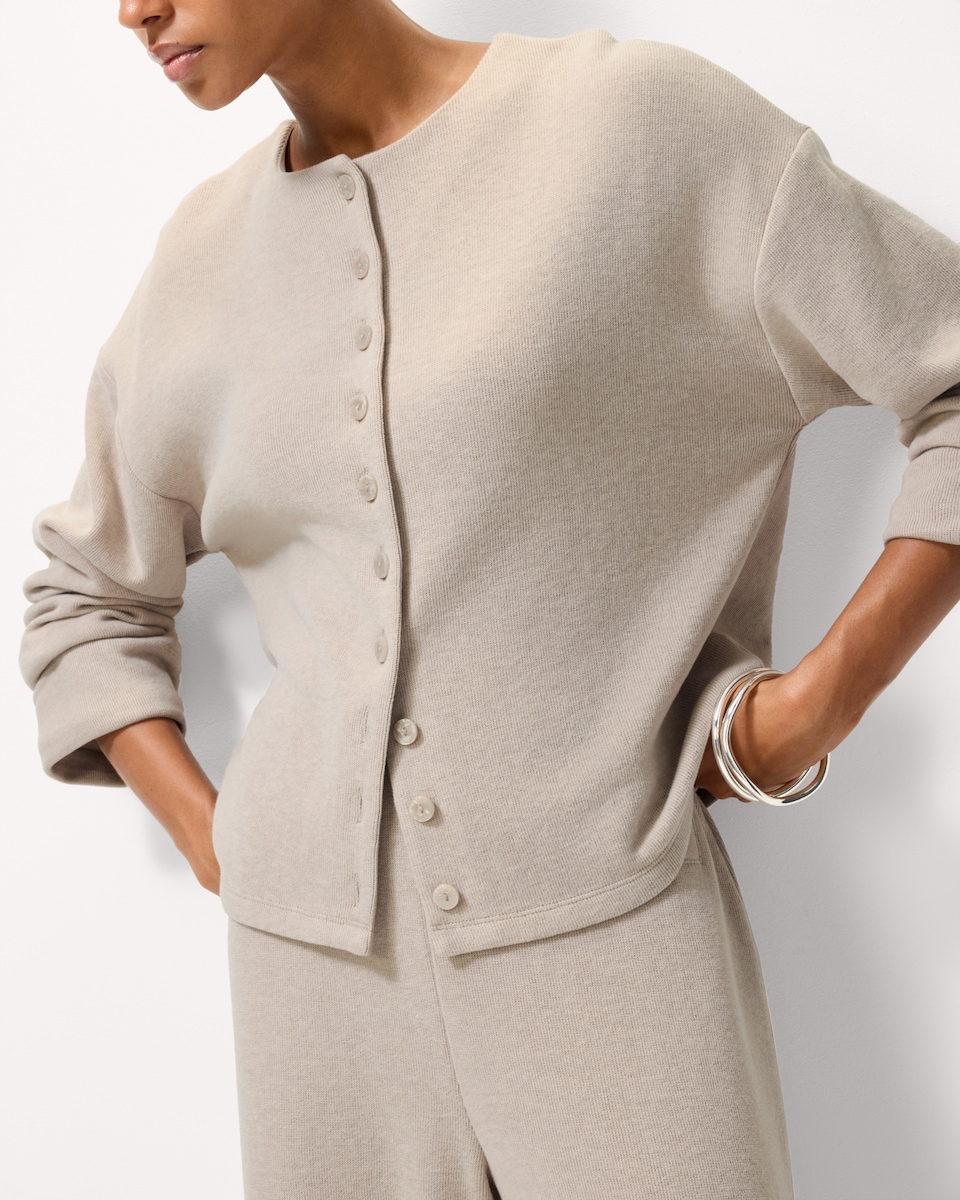 image 1 of F&F Brushed Button Up Cardigan in Cream