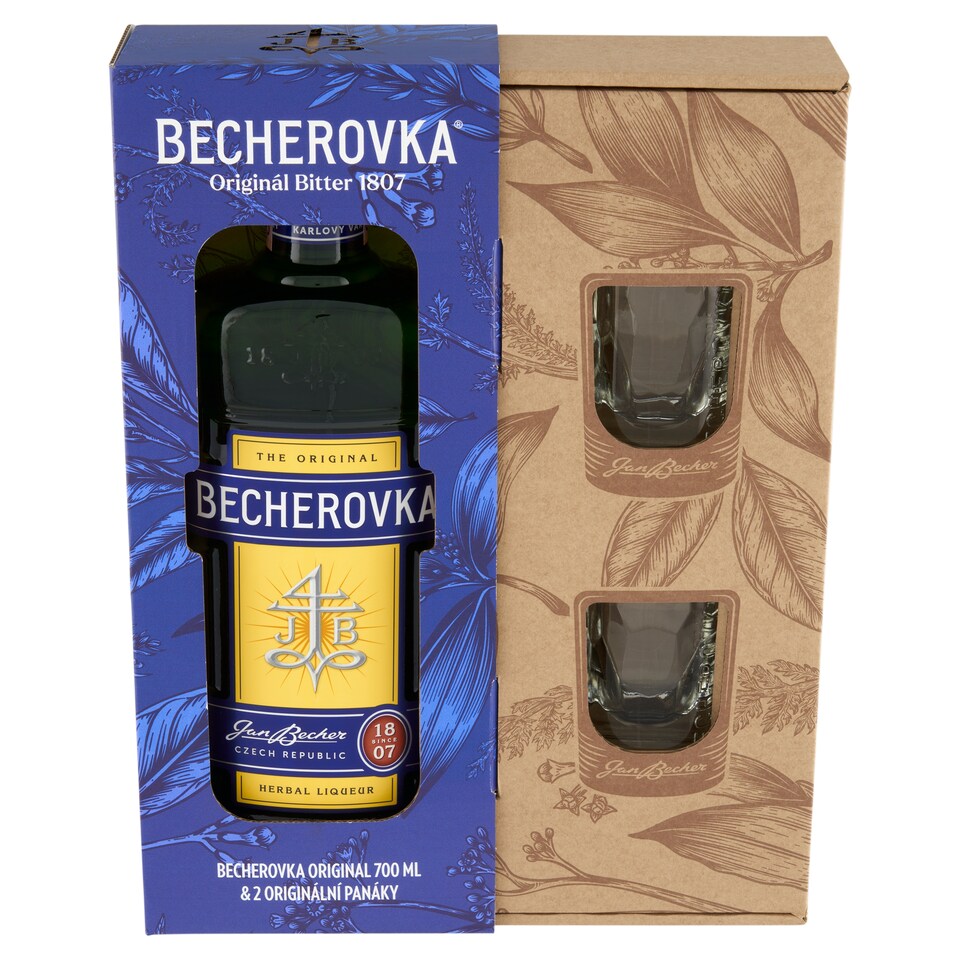 image 1 of Becherovka Original Herbal Liqueur 38% 70 cl + 2 Glasses