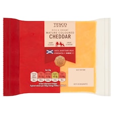 Tesco Scottish Mature Coloured Cheddar Cheese 220G