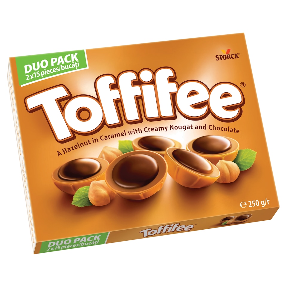 Toffifee Celá jádra lískových ořechů v karamelu s lískoořechovým krémem a čokoládou 2 x 125g (250g)