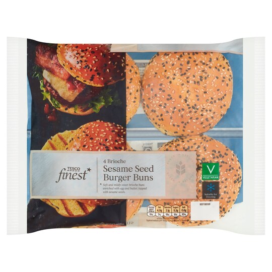 Tesco Finest 4 Brioche Sesame Seed Burger Buns Tesco Groceries