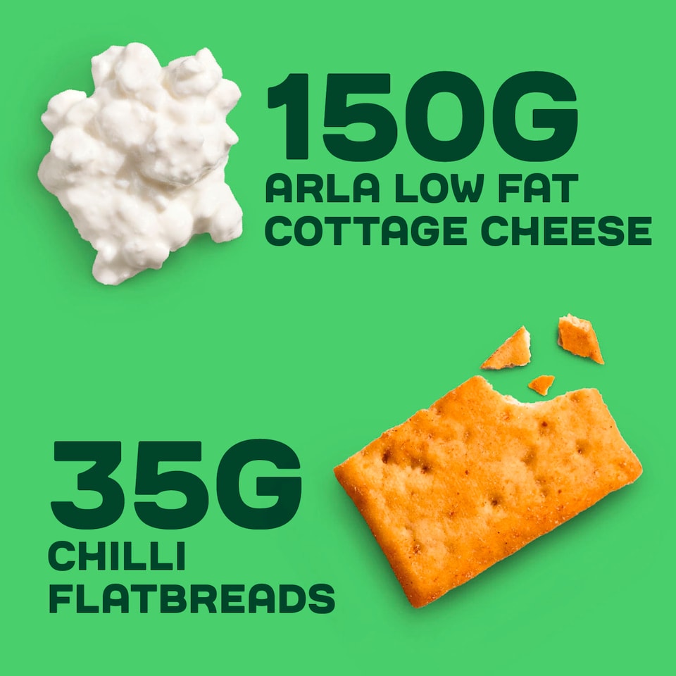 image 1 of Arla Cottage Cheese Crunch Pots with Chilli Flatbreads 185g