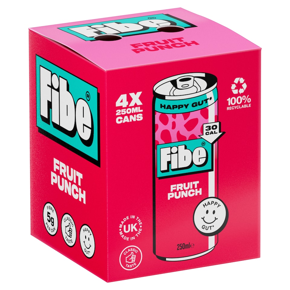 image 1 of Fibe Fruit Punch Soda Drink 4 x 250ml