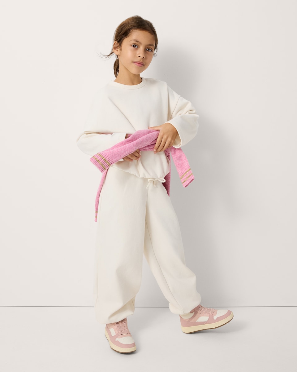 image 1 of F&F Girls Cotton Rich Sweatshirt and Joggers Set in Cream