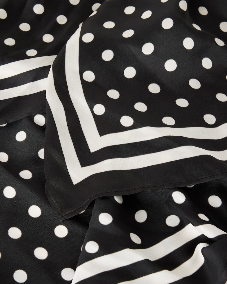 image 1 of F&F Satin Polka Dot Scarf in Multi Black White