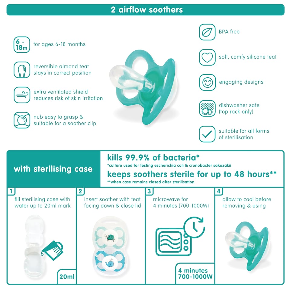 image 1 of Fred & Flo Air Flow Soothers 2 Pack