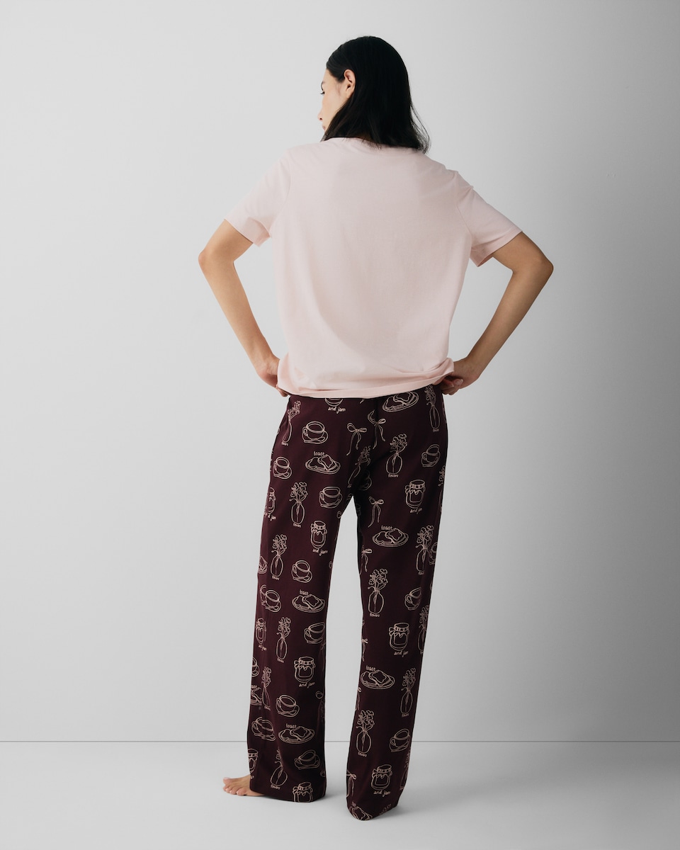 image 1 of F&F Pure Cotton Weekend Print Pyjama Set in Multi Purple