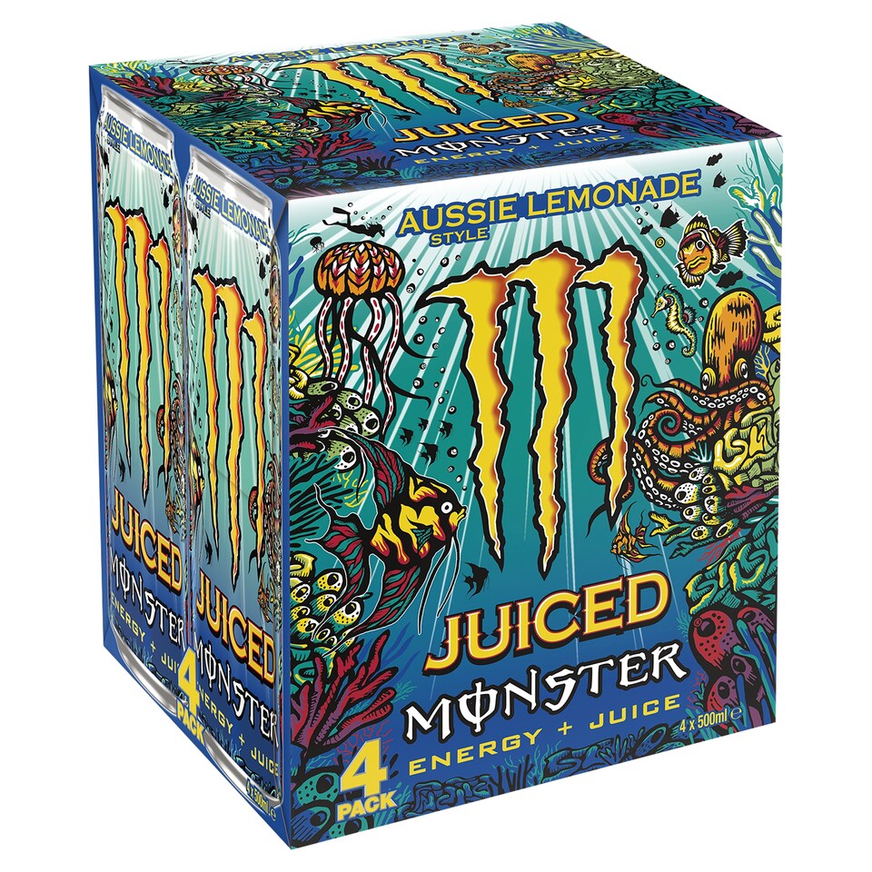 Monster Juiced Aussie Lemonade Energy 4 X 500Ml