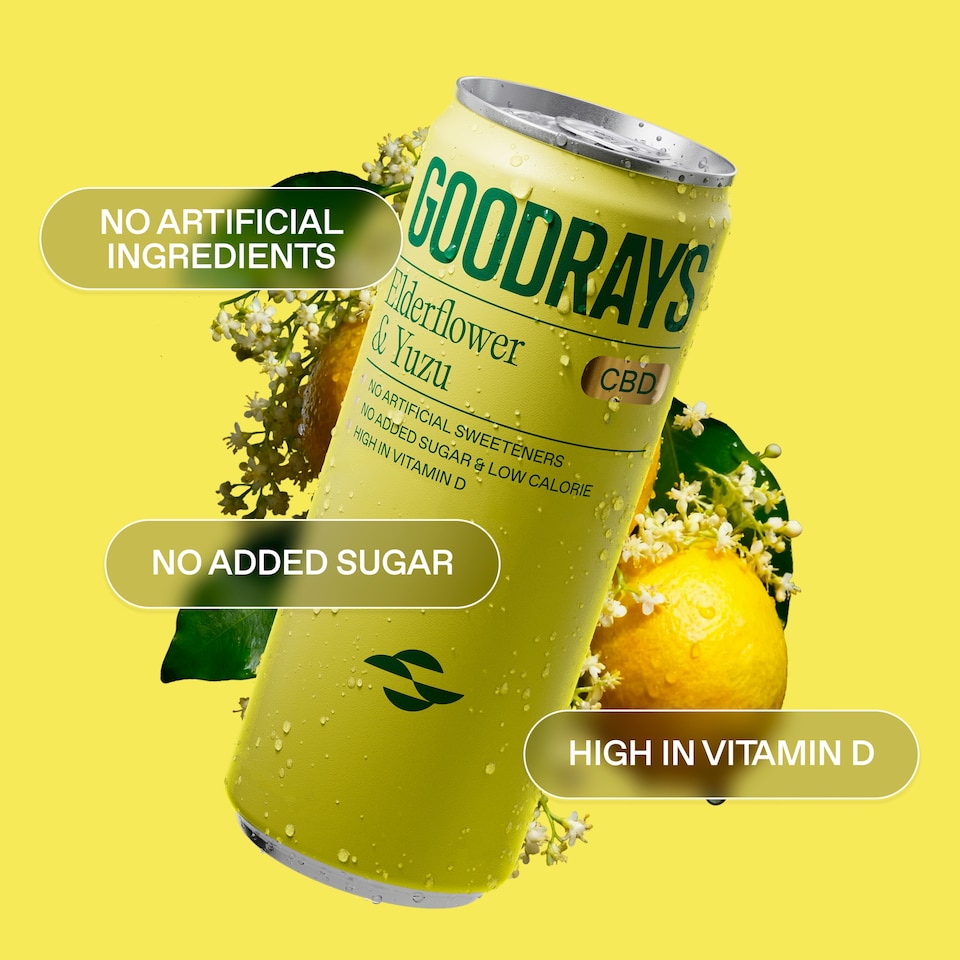 image 1 of Goodrays CBD Elderflower & Yuzu Drink 4 x 330ml