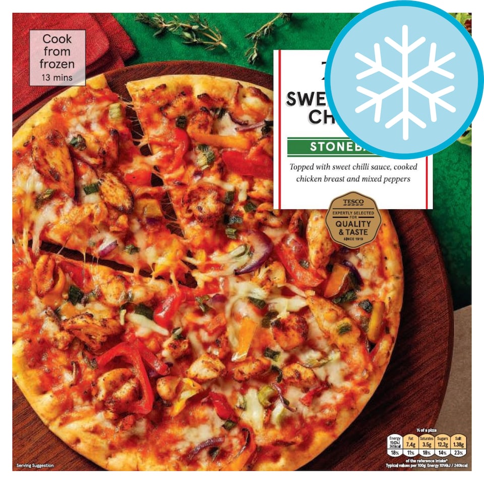 Tesco Stonebaked Sweet Chilli Chicken Pizza 330g