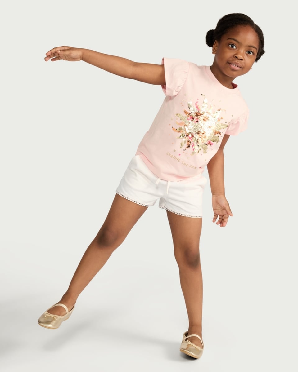 image 1 of F&F Girls 2-Pack Pure Cotton Lace Trim Shorts in Multi Pink