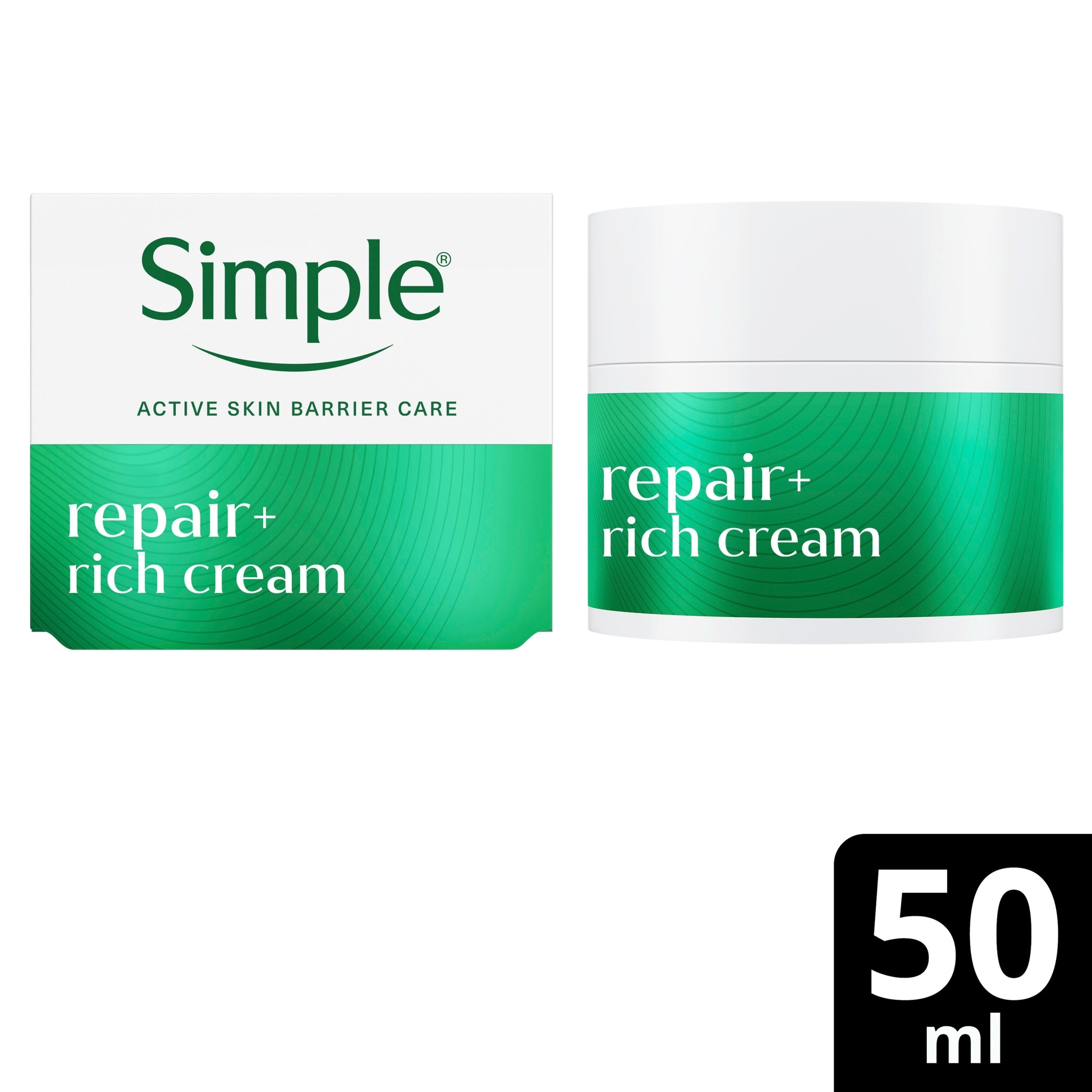 Simple Repair+ Moisturiser Gentle Nourishing & Soothing Daily Face Cream, 50ml in White | Size: 1 pack